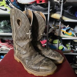 🔥 Twisted X Men's Dark Brown Cowboy Boots Work Rugged! Size 8